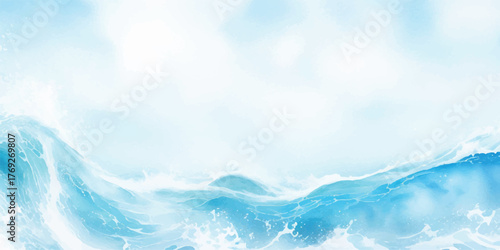 Dynamic ocean waves illustration cool blue tones perfect for backgrounds and environmental themes