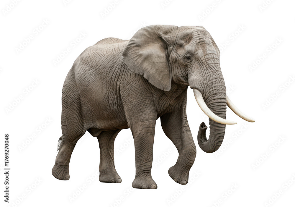 Fototapeta premium African elephant with tusks isolated on transparent background