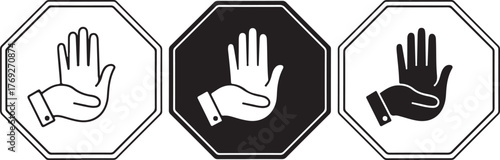 Stop Hand Gesture Icons In Octagons symbol