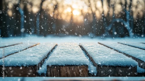 Wallpaper Mural 4k snowfall background. winter background with snow falling on table hd Torontodigital.ca