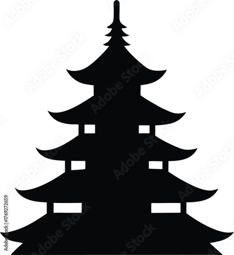 Pagoda tower vector icon