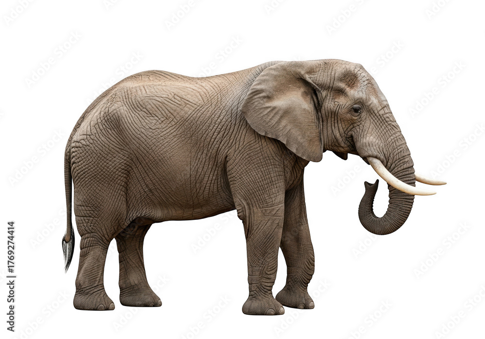 Fototapeta premium African elephant standing majestic isolated on transparent background