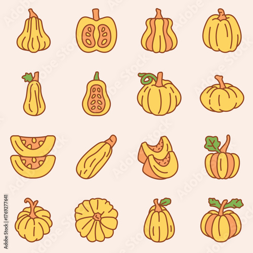 Autumnal Charm Whimsical Pumpkin Patch of Festive Delights in Soft Hues, Celebrating Seasonal Harvest and Culinary Inspiration