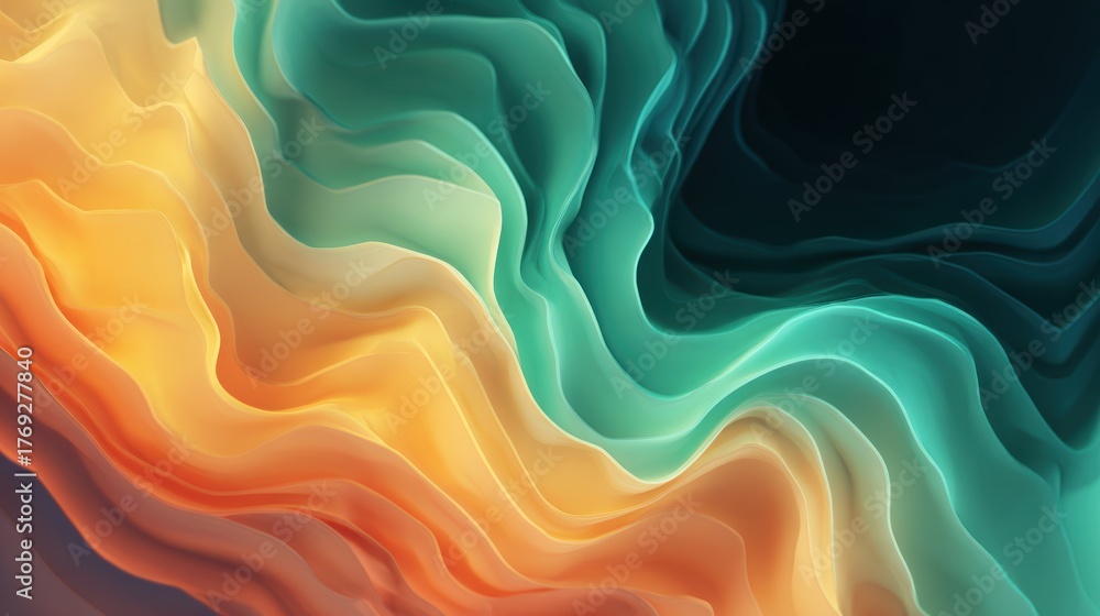 Obraz premium Abstract layered background with flowing shapes and vibrant colors