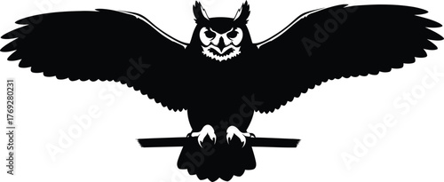 eagle head vector-Owl Silhouette Vector – Winged Wisdom Icon for Nocturnal Wildlife Logos and Nature Branding