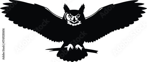 Owl Silhouette Vector – Majestic Flight Icon for Nocturnal Wildlife Logos and Nature Branding