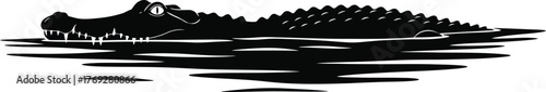 Alligator Silhouette Vector – Stealth Predator in Water for Nature Logos and Wildlife Branding