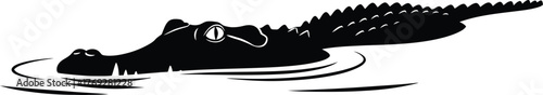 Crocodile Silhouette Vector – Submerged Predator Icon for Nature Logos and Wildlife Branding