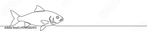 Minimalist continuous line art of a single fish, ideal for marine themes and elegant designs.