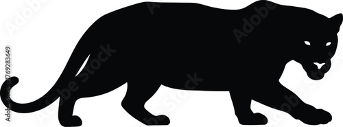 Panther Silhouette Vector – Crouching Predator Icon for Jungle Wildlife and Stealth Branding