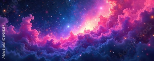 Vibrant, swirling nebula of iridescent colors, cosmic dust and magical energy, ethereal and otherworldly, mystical fantasy art , universe, galaxy