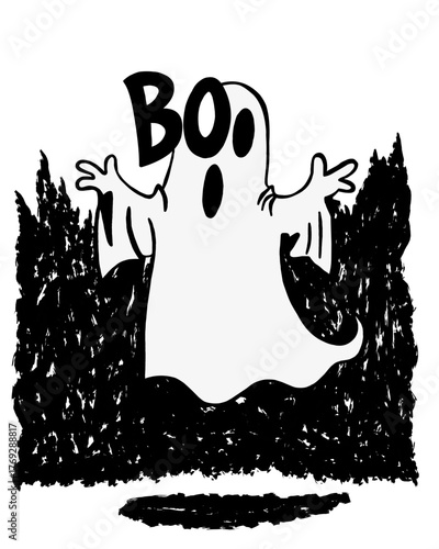 BOO caricatura fantasmal.
