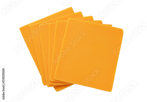 Cuadro en lienzo Isolated cheese slices ready for a delicious sandwich or burger preparation on t