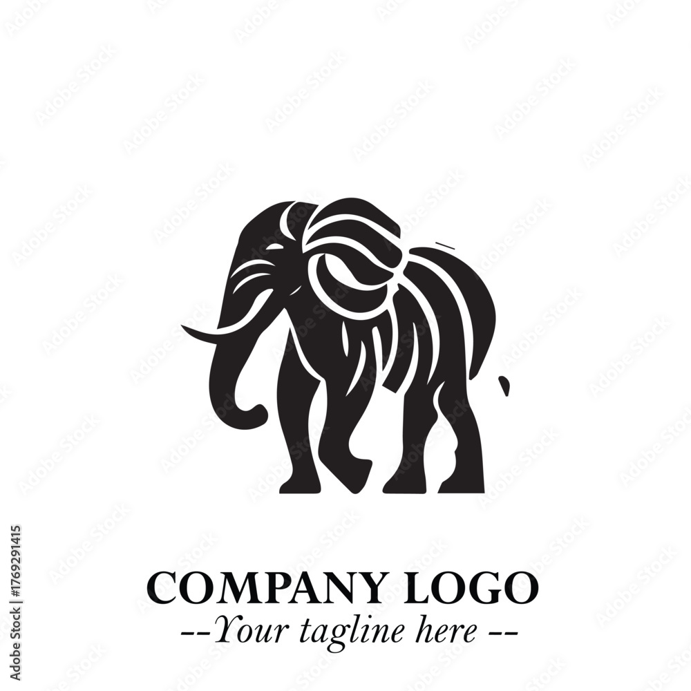 Fototapeta premium Majestic Elephant Logo Symbol in Black on White Background with Elegant Minimalist Modern Design
