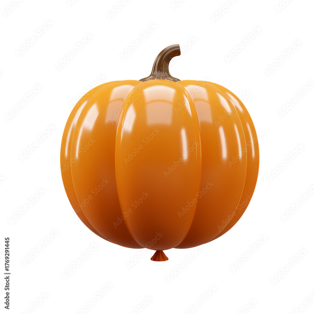 Obraz premium Festive orange pumpkin balloon floating for Halloween celebrations, perfect for party invites, fall promotions, and harvest festival designs