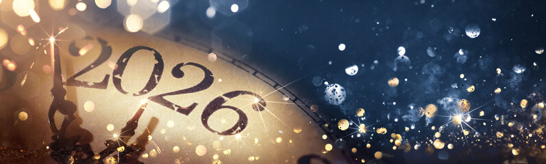 New Year's Eve 2026 Celebration Background with Gold Glitter