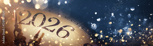 New Year's Eve 2026 Celebration Background with Gold Glitter