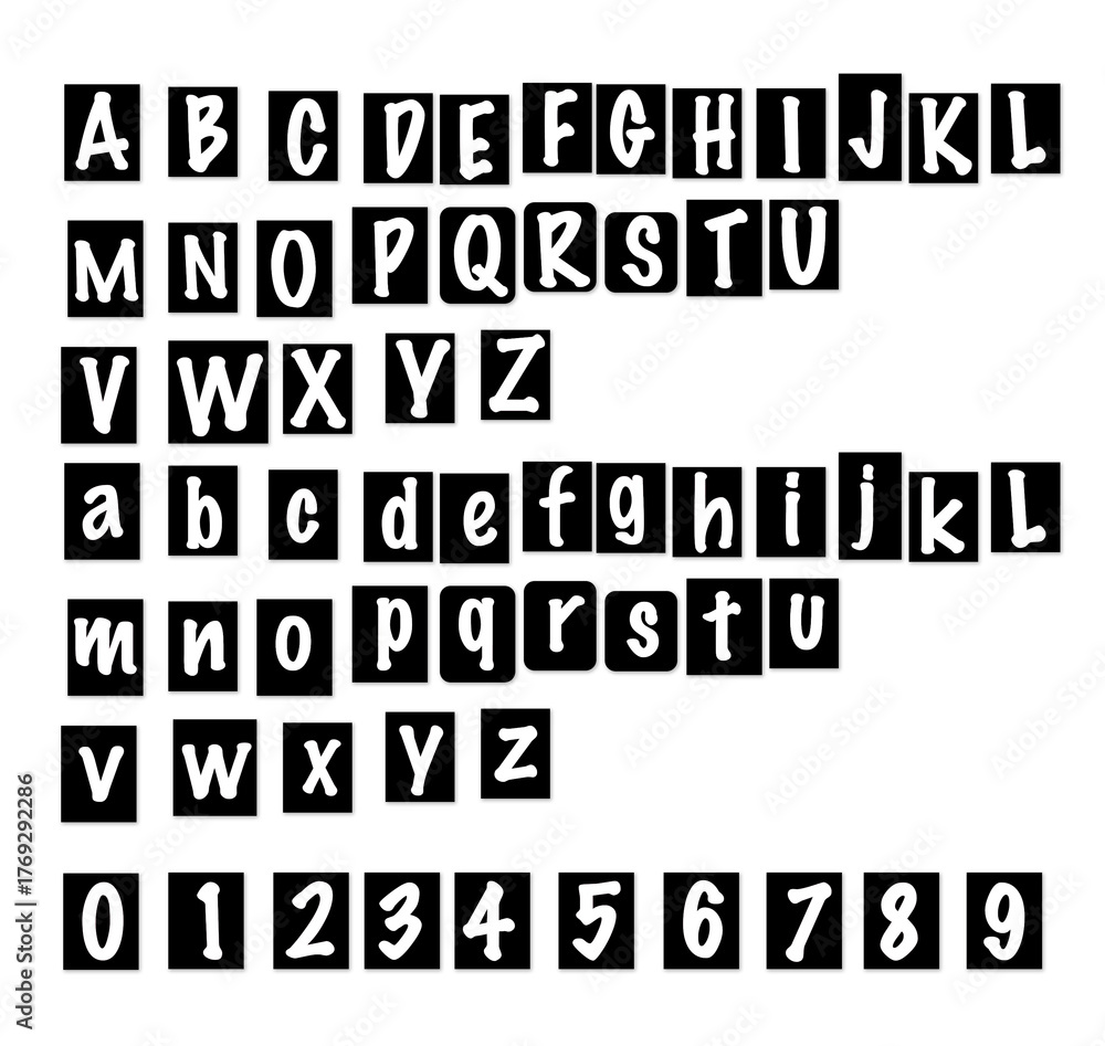 Obraz premium pochoirs lettres et chiffres, PNG fond transparent 