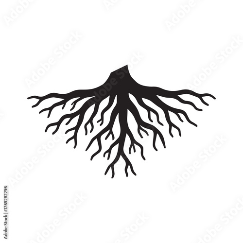 Converging root design symbolizing unity focus and strong direction