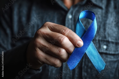 National Prostate Cancer Awareness Month. Symbolic Blue Ribbon Campaign for Men's Health in November