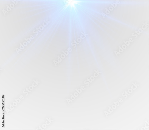 Soft blue sunlight glare PNG radiates sparkling light. Radiant streaks and subtle highlights enhance its magical appearance. Ideal for digital illustrations, abstract designs, or creative projects.