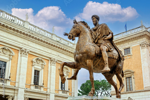 Marc Aurel Replika des Reiterstandbilds auf  der  Piazza del Campidoglio in Rom