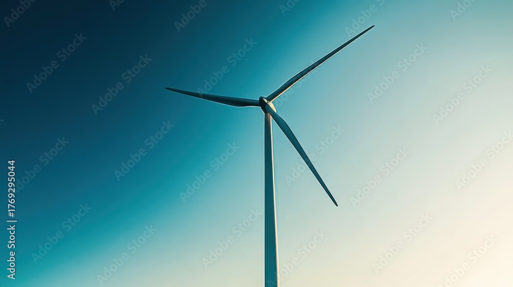 Fototapeta premium Rotating wind turbine under clear blue sky during daytime