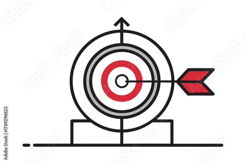 Illustration of a Target with an Arrow Hitting the Bulls Eye Center