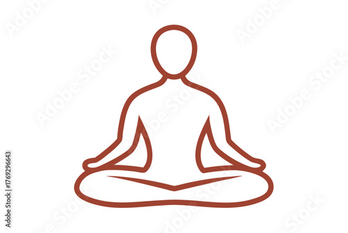 Minimalist yoga icon representing meditation and inner peace in outline form