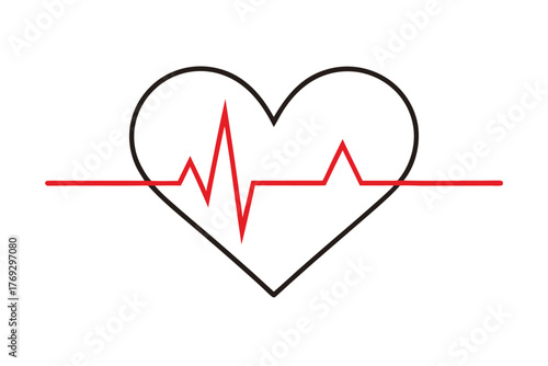 Heart with pulse trace depicting heart health and medical diagnosis concept