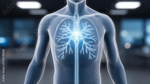 3d transparent holographic body anatomy science model medical laboratory environment gigapixel detail view