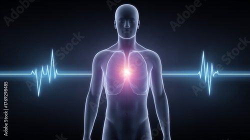 3d transparent holographic human anatomy model science visualization body analysis gigapixel detail futuristic environment