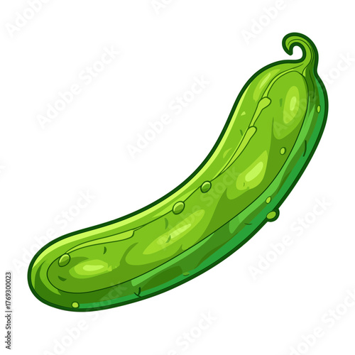 Cartoon cucumber illustration against white background for design