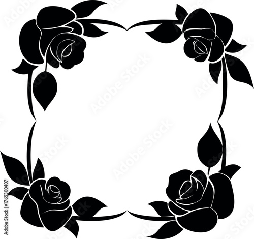 Elegant Black Rose Border Design Perfect for Invitations, Decorations, and Floral Art Projects