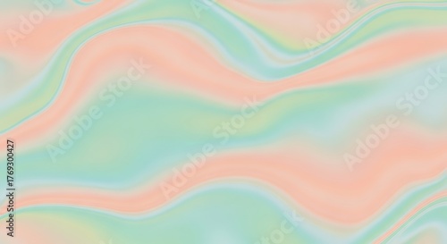 Abstract Pastel Swirls - Serene Blended Hues of Peach and Mint Green.