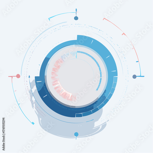 Abstract technology interface displaying circular data visualization and connectivity elements