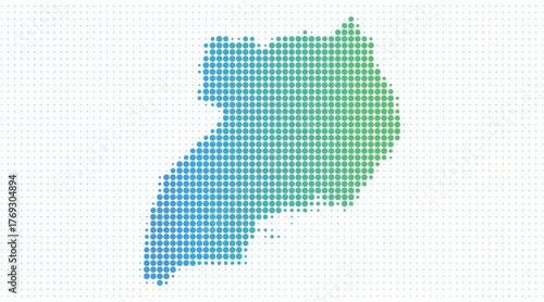 Uganda dotted map in modern halftone style