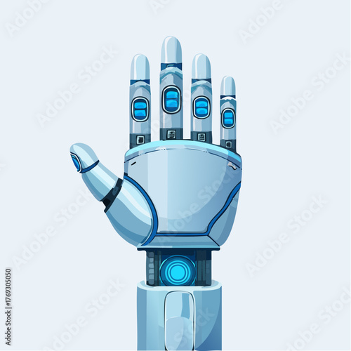 Futuristic metallic robot hand displaying artificial intelligence technology concept design