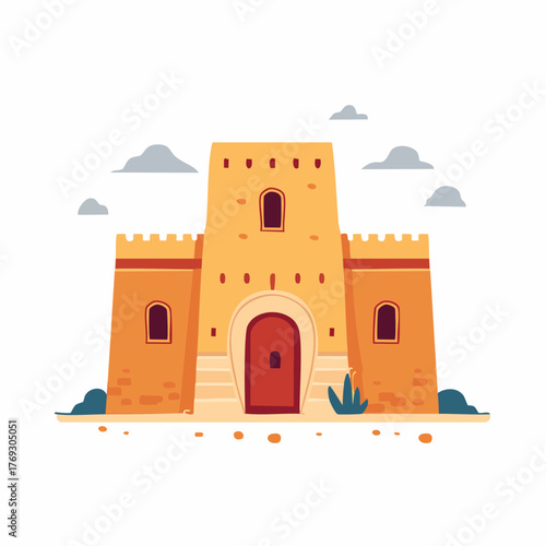 Illustration design plat de maison en terre ocre moderne