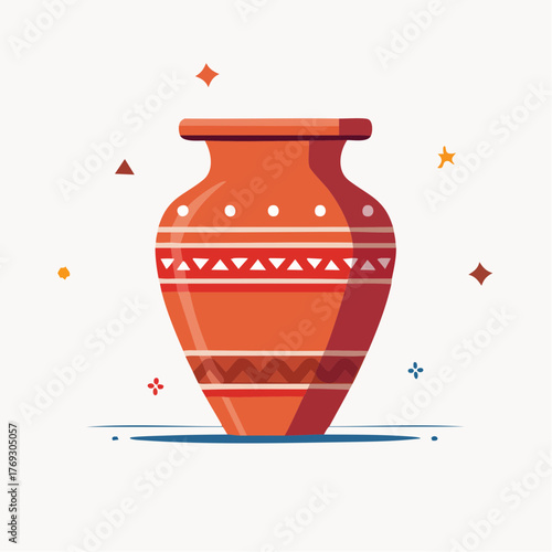 Illustration design plat de pot rouge et ocre moderne