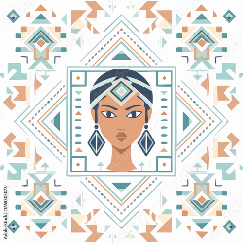 Motif amérindien stylisé isolé inspiration sud-ouest