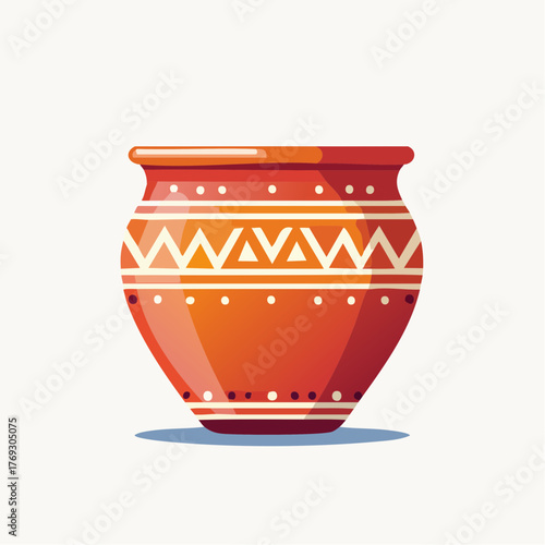 Pot en terre cuite stylisé isolé inspiration sud-ouest