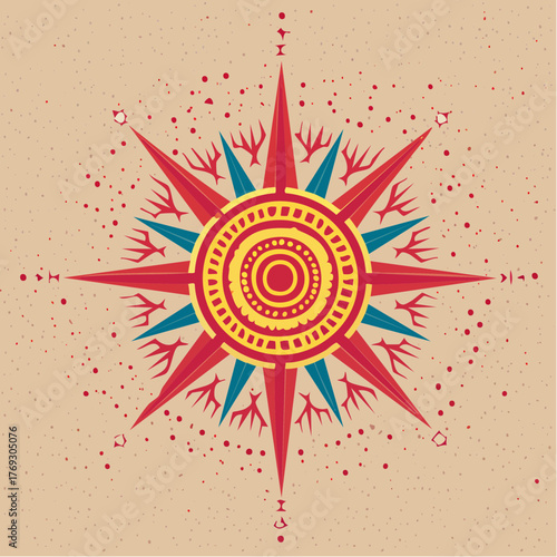 Icône vectorielle géométrique représentant emblème du Nouveau-Mexique Zia