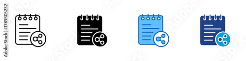 Share Note Multiple Style Icon Design Vector - Notebook with share symbol, representing document collaboration and shared notes