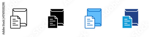File Document Multiple Style Icon Design Vector - Envelope with a paper sheet, representing digital document, email, or file archive