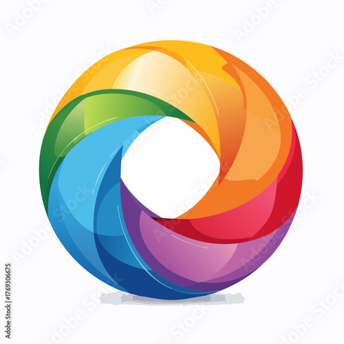 Vibrant spectrum circle design featuring rainbow hues on a pristine white backdrop