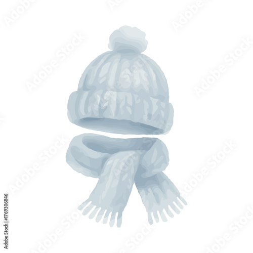 Watercolor Style Cozy Winter Hat and Scarf, Warm Accessories for Cold Weather and Holiday Season