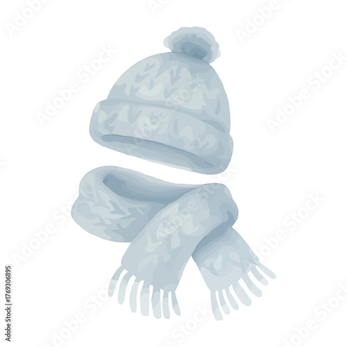 Watercolor Style Soft Winter Hat and Scarf, Cozy Accessories for Cold Weather and Christmas Season