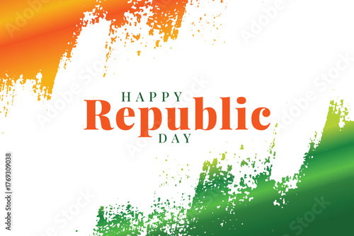 Indian republic day 26 january: tricolour saffron, orange, green, brush, stroke, gradient, background, big, banner, post, poster, vector, design