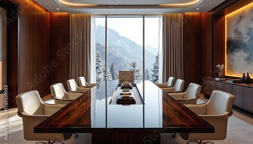Modern Luxury Conference Room with Stunning Mountain View